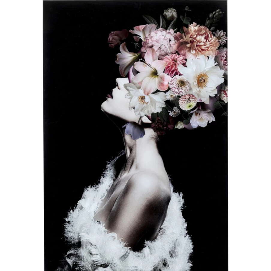 "KARE Design Floral Glass Wall Art Picture - 80x120 cm Elegant Flowery Beauty Decor"