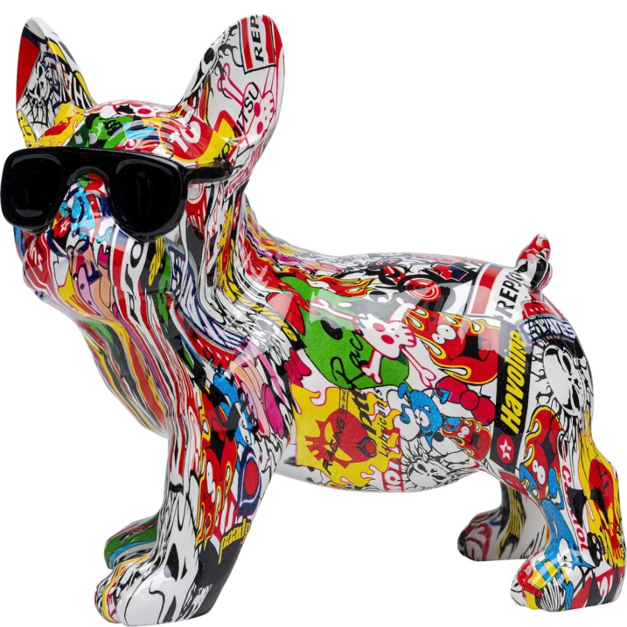 KARE Design Modern Deco Figurine - Playful Comic Dog with Glasses, 25cm Sculpture for Home Decor