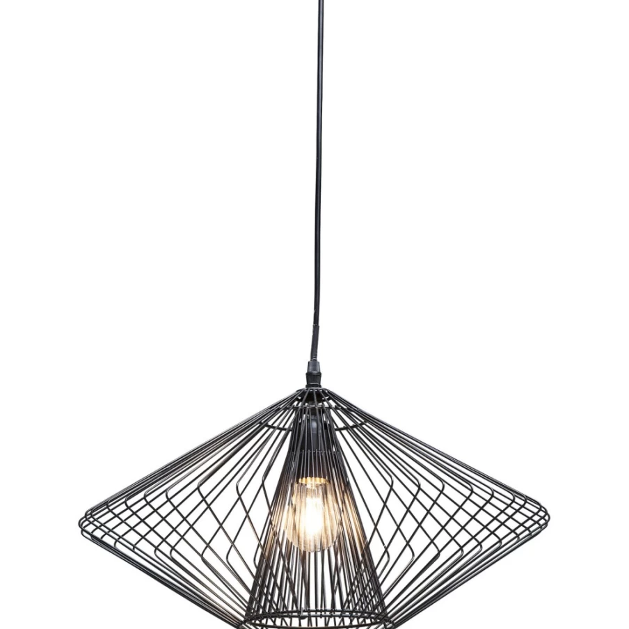 KARE Design Modern Round Black Wire Pendant Lamp - Modo Hanging Light for Stylish Interior Decor