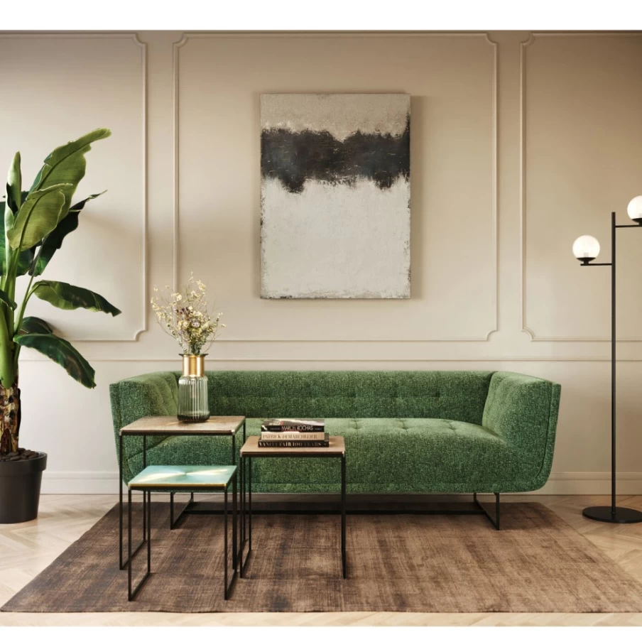 KARE Design Modern Square Side Table Set of 3 - Ray Collection Stylish Nesting Tables for Living Room
