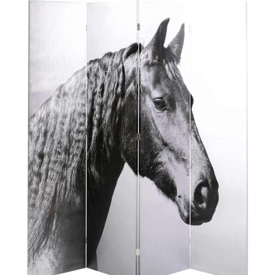 KARE Design Modern Room Divider with Horses Pattern 160x180cm - Decorative Privacy Screen for Home & Office