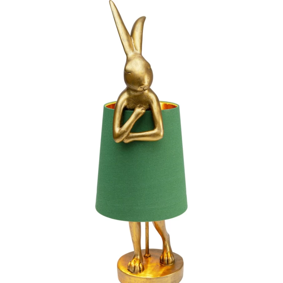 KARE Design Modern Gold & Green Rabbit Table Lamp - 68cm Tall Animal Decor Lighting