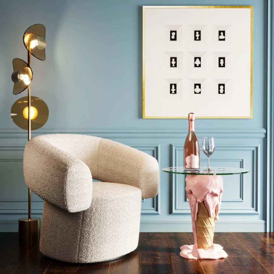 KARE Design Modern Side Table - Ice Cream Shape, 48cm, Stylish Living Room Accent Furniture
