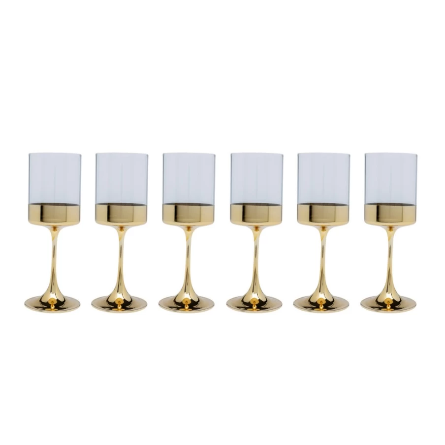 "KARE Design Electra Gold Wine Glasses – Elegant Crystal Stemware for Fine Dining"