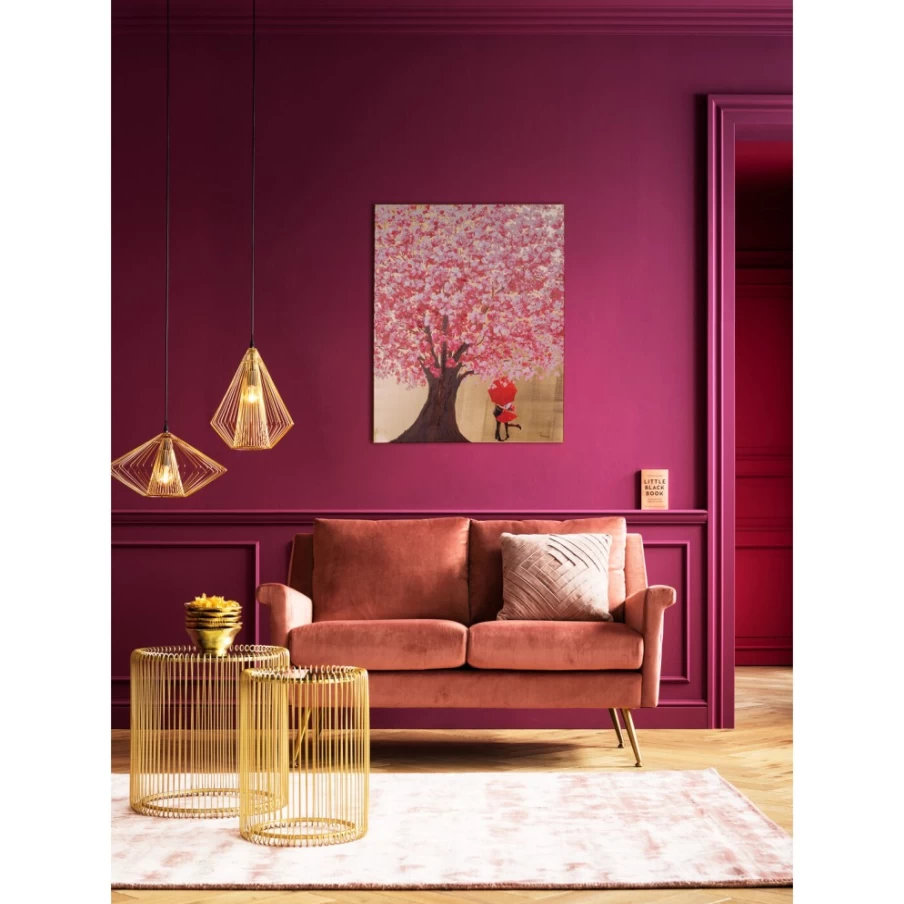 "KARE Design Gold and Pink Floral Art Print - Romantic Couple Picture, 80x100cm Wall Decor"