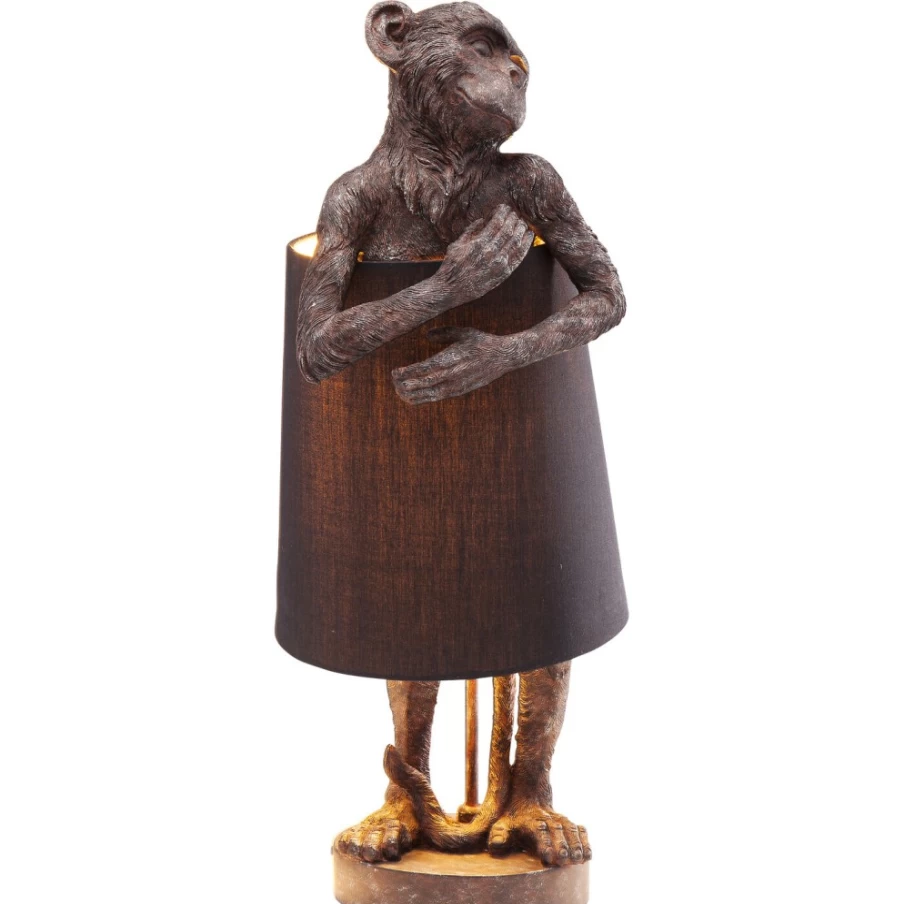 KARE Design Modern Monkey Table Lamp in Brown and Black - Animal-Themed Decorative Lighting