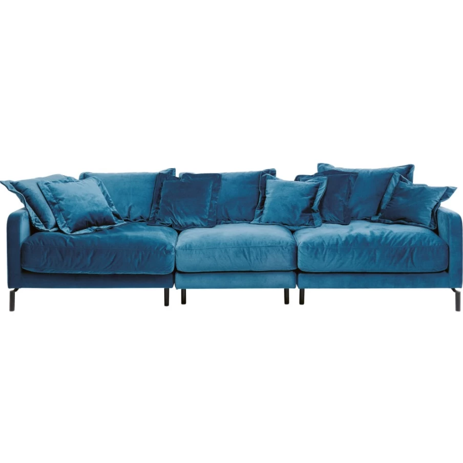 "KARE Design Sofa Lullaby 3-Seater Bluegreen Modern Fabric Lounge Couch"