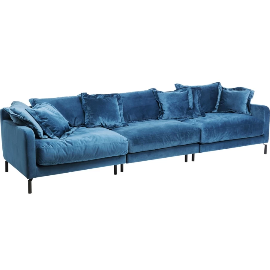 "KARE Design Sofa Lullaby 3-Seater Bluegreen Modern Fabric Lounge Couch"