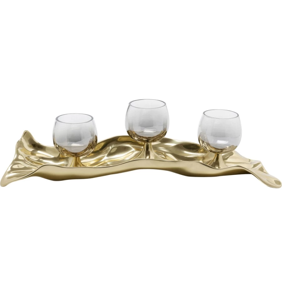KARE Design Modern Tealight Holder Set of 4 in Jade Gold Finish - Decorative Candlestick for Home Decor