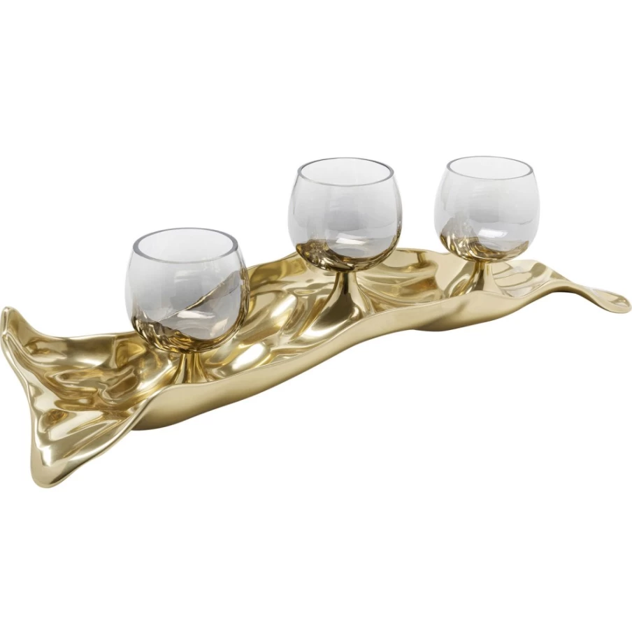 KARE Design Modern Tealight Holder Set of 4 in Jade Gold Finish - Decorative Candlestick for Home Decor