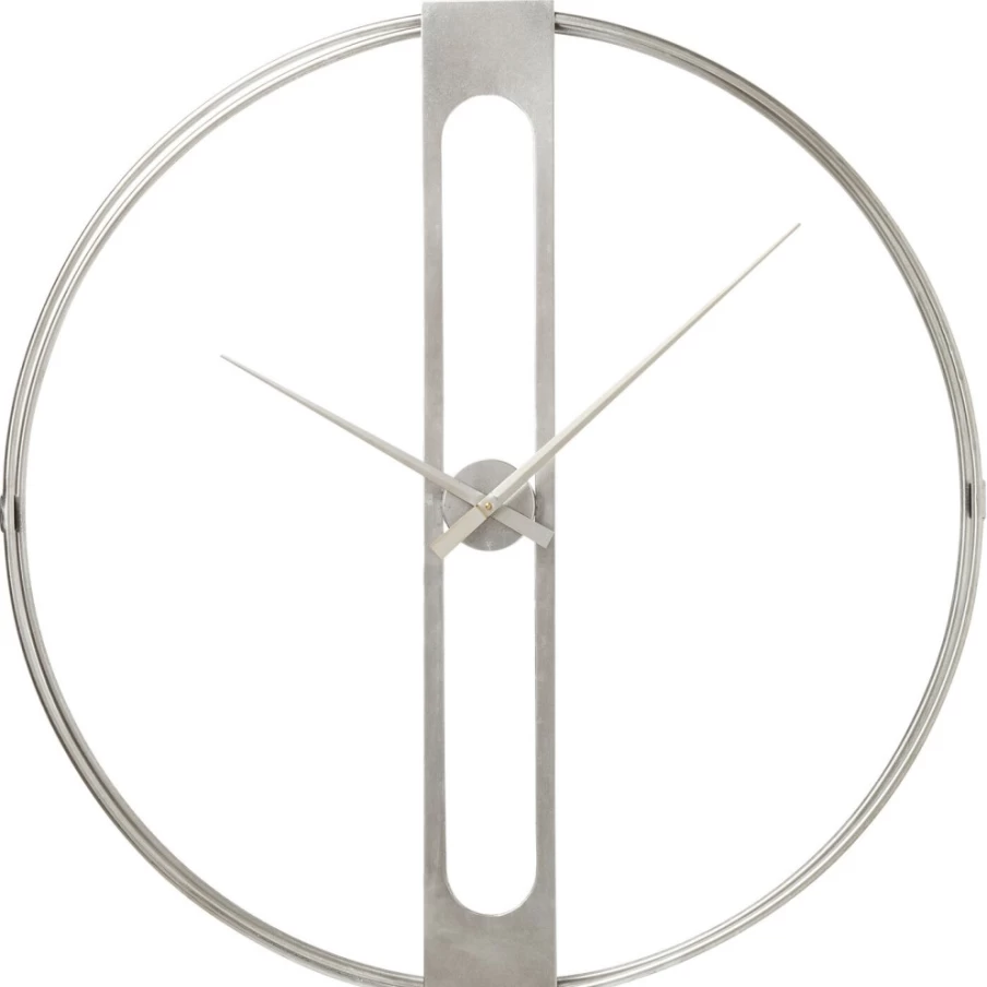 "KARE Design Modern Silver Wall Clock Clip - 60cm Round Decorative Clock for Stylish Interiors"