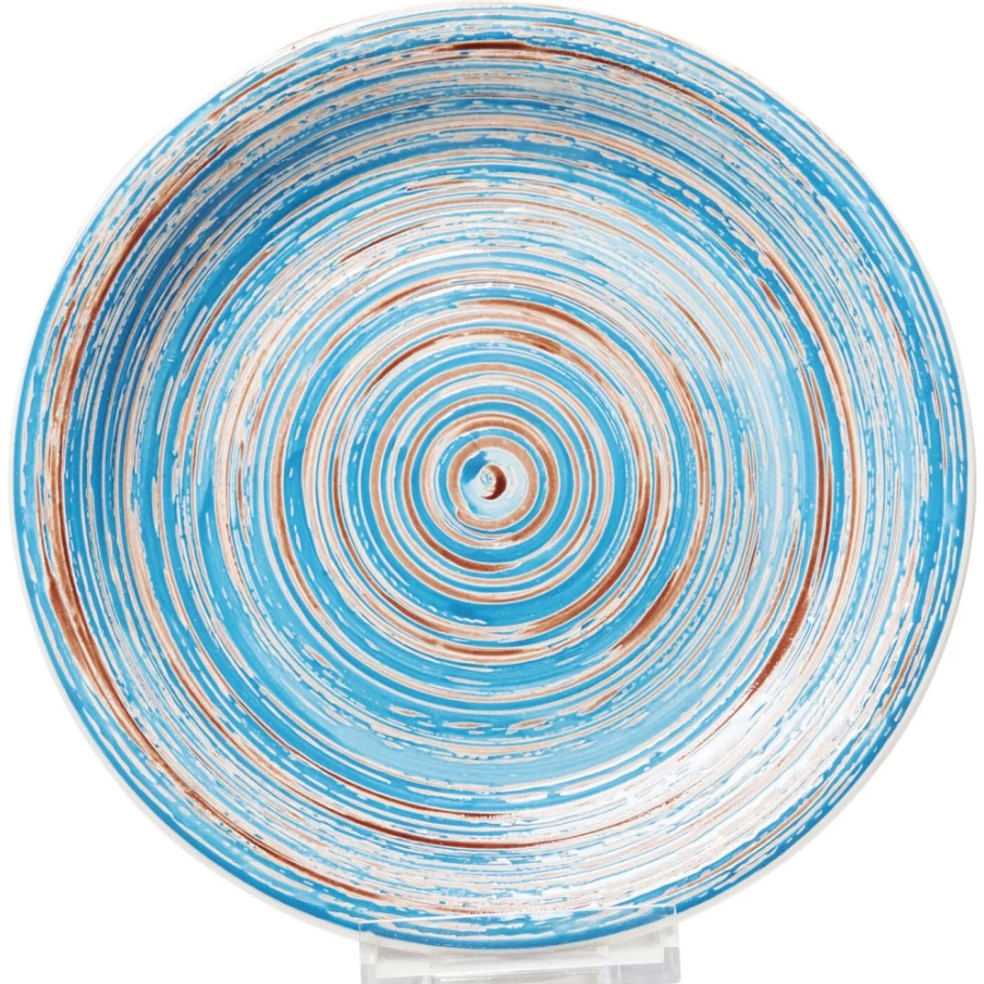 KARE Design Blue Swirl Decorative Plate - 27cm Diameter Modern Ceramic Art Dish