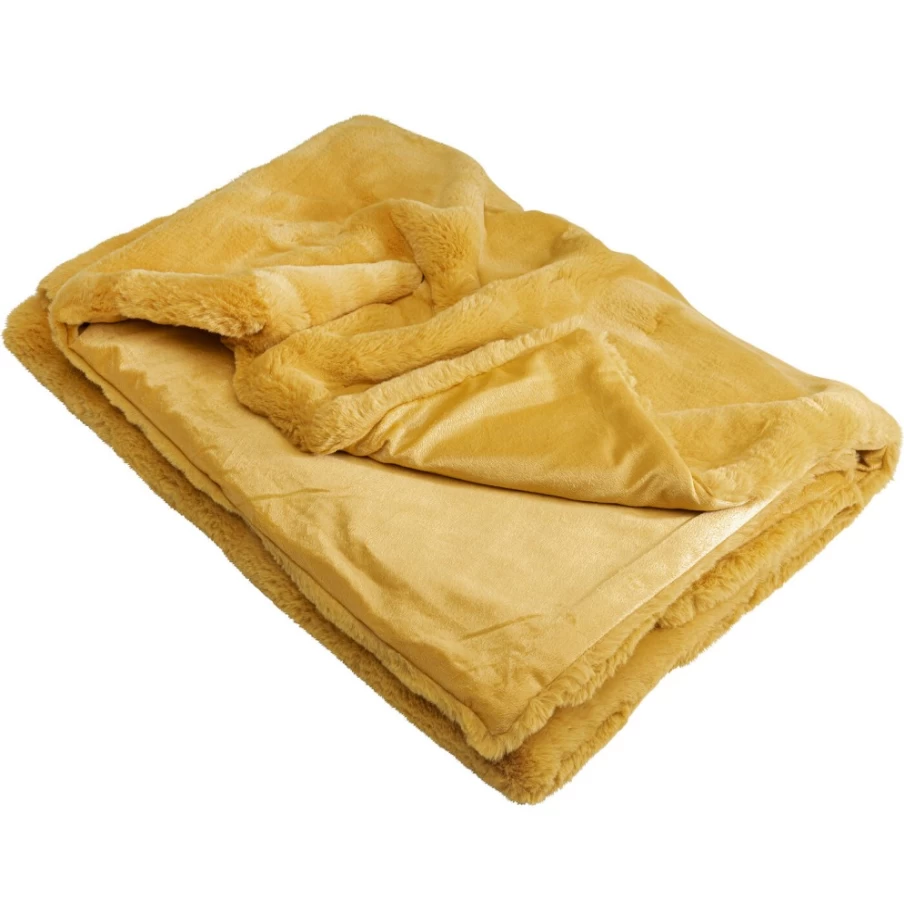 "KARE Design Yellow Soft Throw Blanket 140x200 cm - Cozy Luxe Bedspread"