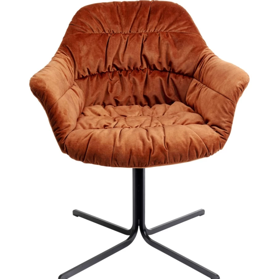 KARE Design Colmar Rust Red Swivel Armchair - Modern Rotating Lounge Chair for Living Room