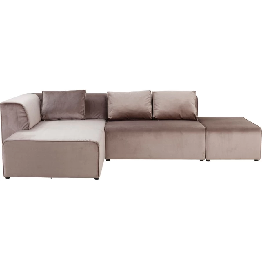 KARE Design Left-Facing Taupe Velvet Corner Sofa - Infinity Modern Sectional for Living Room