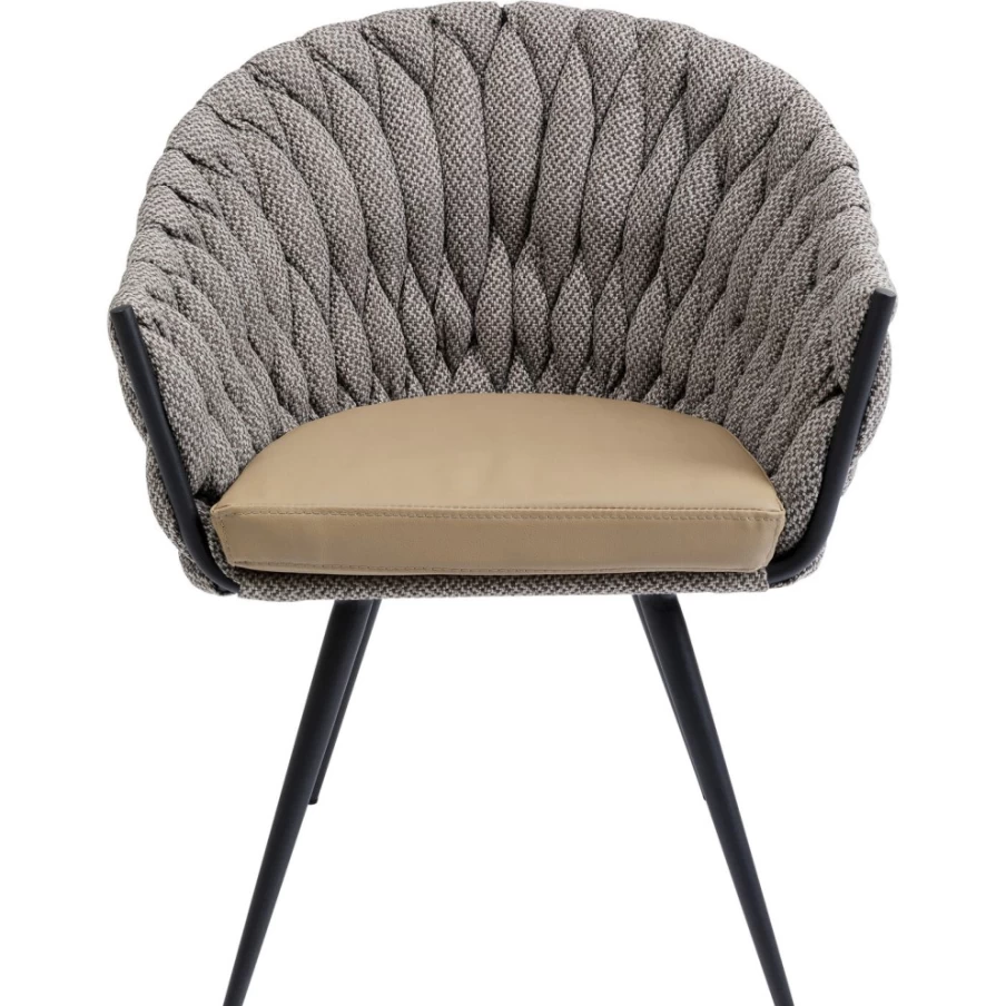 "KARE Design Armrest Chair - Stylish Knot Tweed Upholstered Lounge Chair for Modern Living Room"