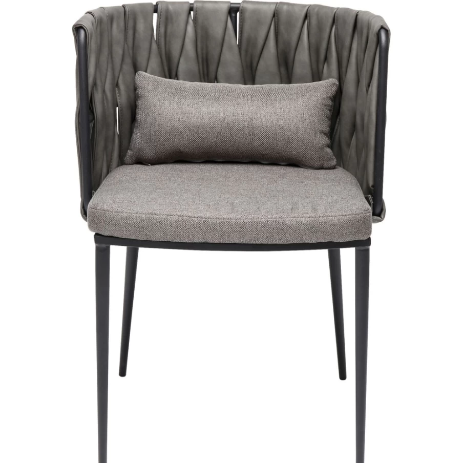 "KARE Design Cheerio Grey Armchair with Cushion – Modern Comfort Chair with Armrests"