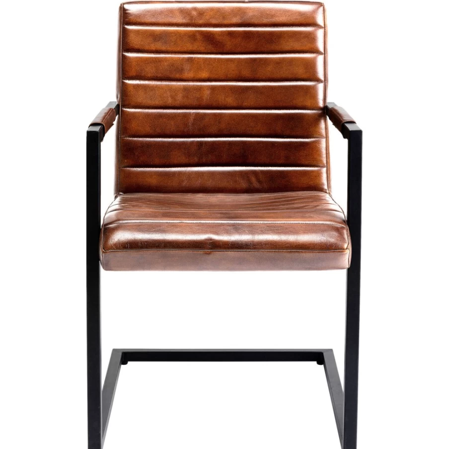 KARE Design Lola Cantilever Leather Armchair in Brown – Modern Suspension Chair for Living Room