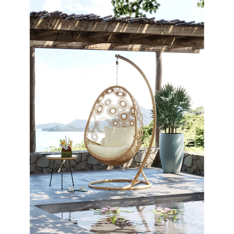 KARE Design Hanging Chair Ibiza Nature - Modern Boho Outdoor Swing Chair for Patio and Garden