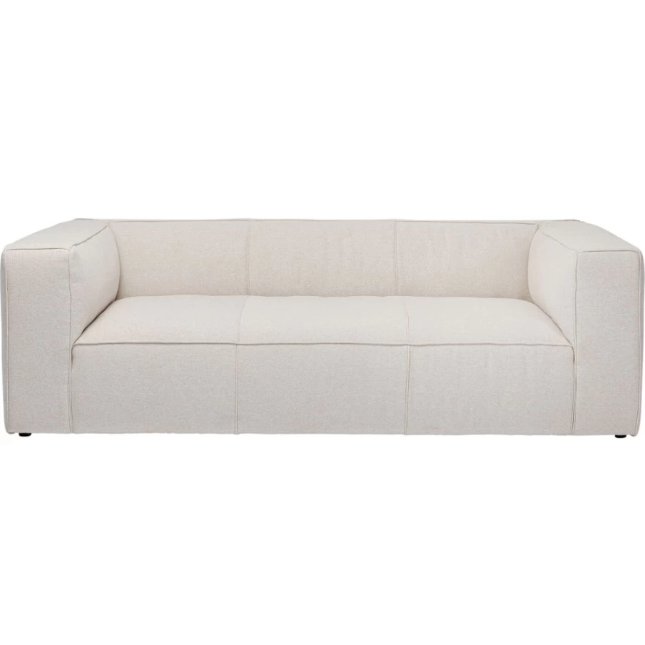 KARE Design Modern Cubetto 3-Seater Sofa in Cream, 220cm Wide Luxury Fabric Lounge Couch for Living Room