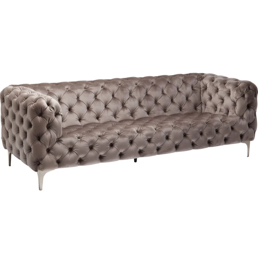 "KARE Design Velvet 3-Seater Sofa in Grey | Modern Luxury Sofa Look"