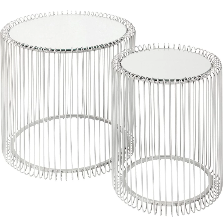 KARE Design Modern Silver Wire Side Table Set of 2 - Stylish End Tables for Living Room