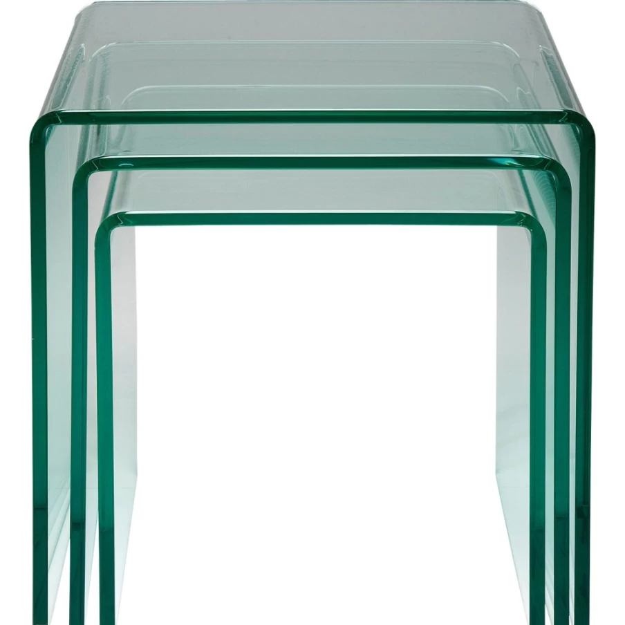 KARE Design Modern Nest of 3 Transparent Acrylic Club Tables - Stylish Stackable Living Room Furniture
