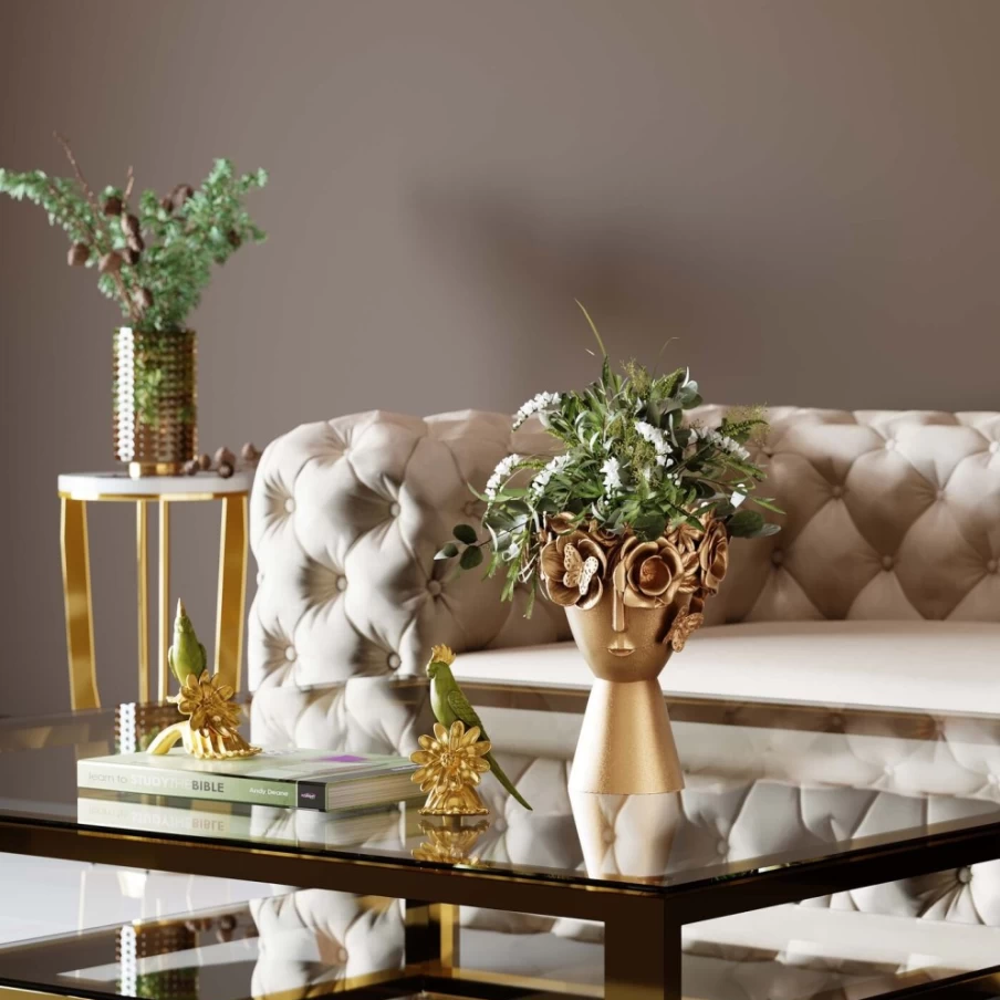 KARE Design Gold Flower Crown Deco Vase - 20cm Modern Home Decor