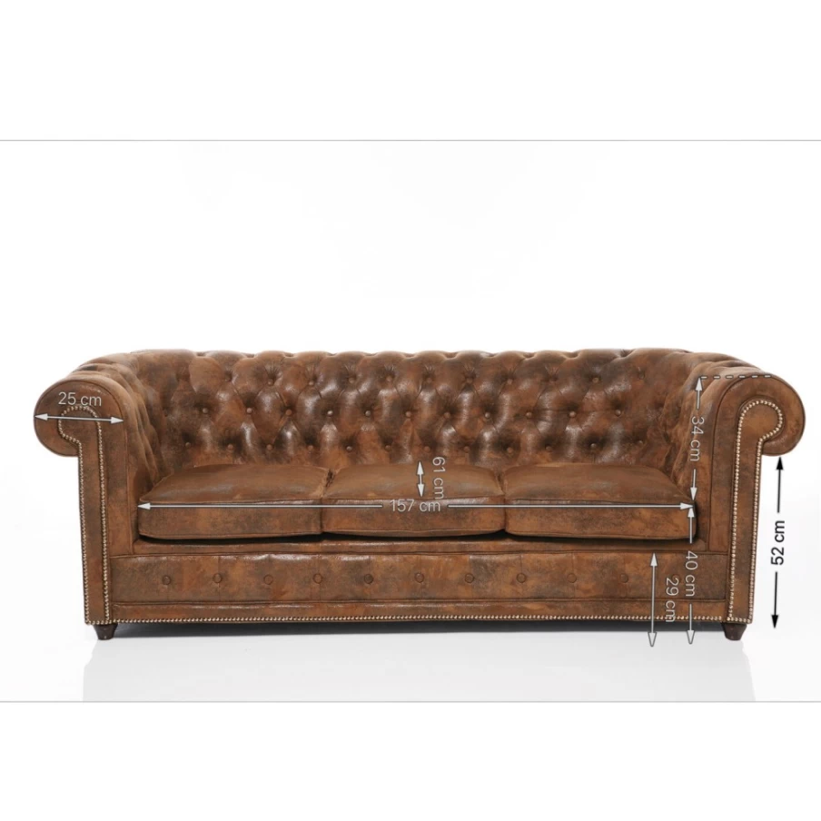 "KARE Design Cambridge 3-Seater Vintage Smart Sofa - Modern Retro Living Room Furniture"