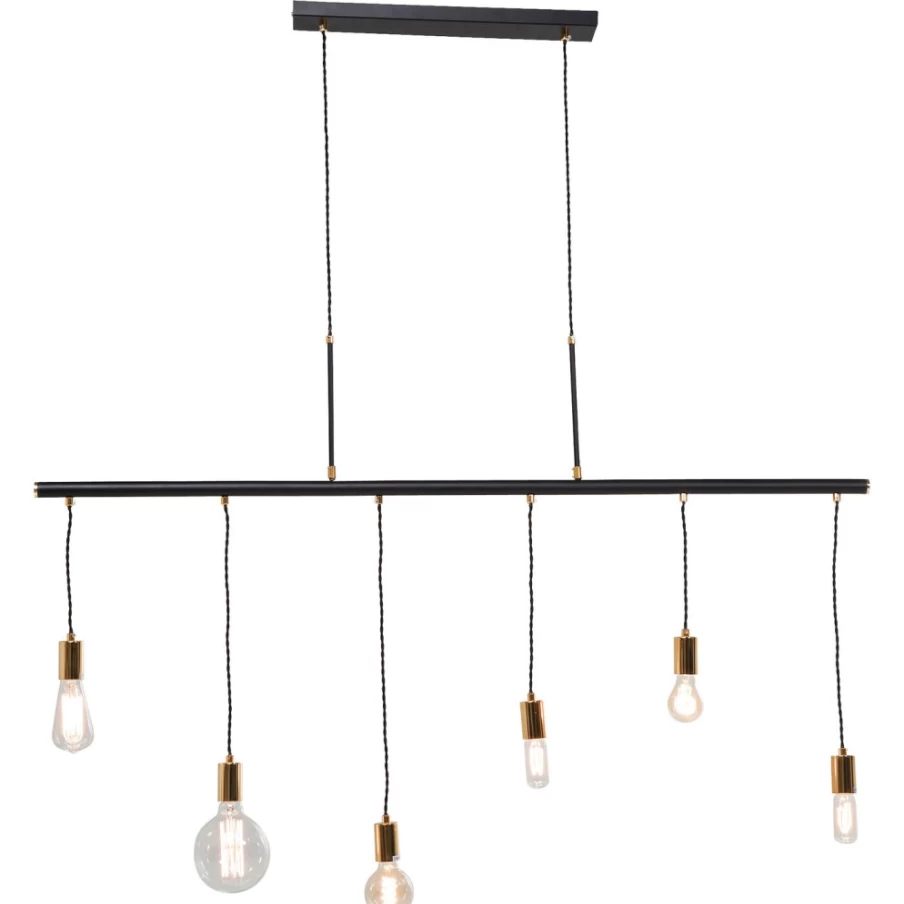 KARE Design Modern Black Pendant Lamp with Pole - Six-Light Hanging Fixture for Stylish Interior Lighting