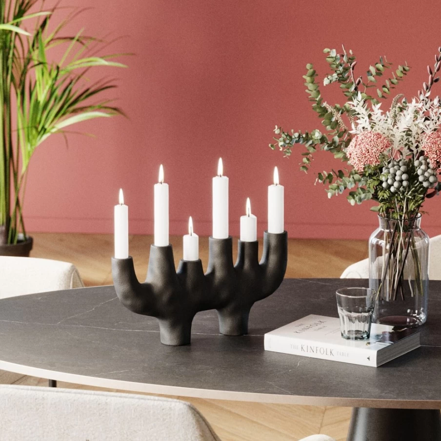 KARE Design Modern Candle Holder with 6 Stickers, 47cm Height, Decorative Home Accessory