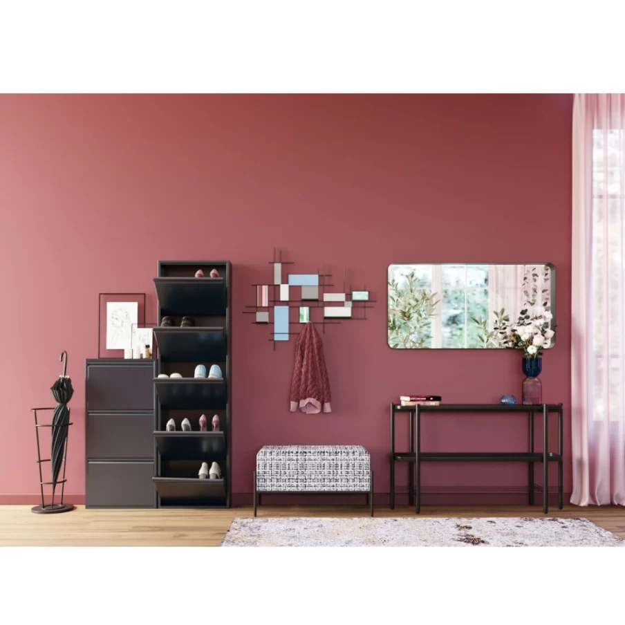 KARE Design Shoe Storage Cabinet Caruso 3 in Anthracite - Modern Organizer for Entryway or Closet