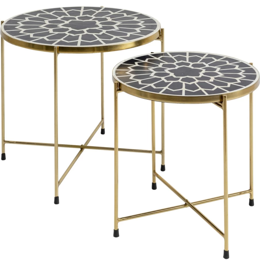 KARE Design Modern Black Side Table Priya - Set of 2 Nightstands for Bedroom