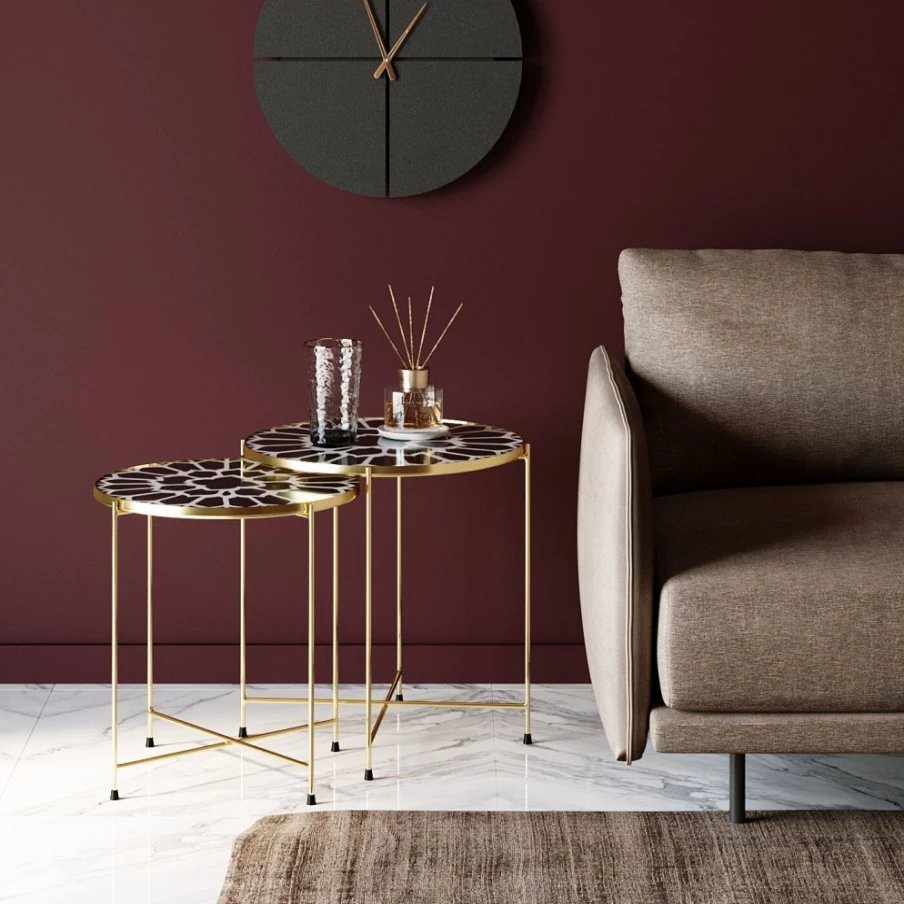 KARE Design Modern Black Side Table Priya - Set of 2 Nightstands for Bedroom
