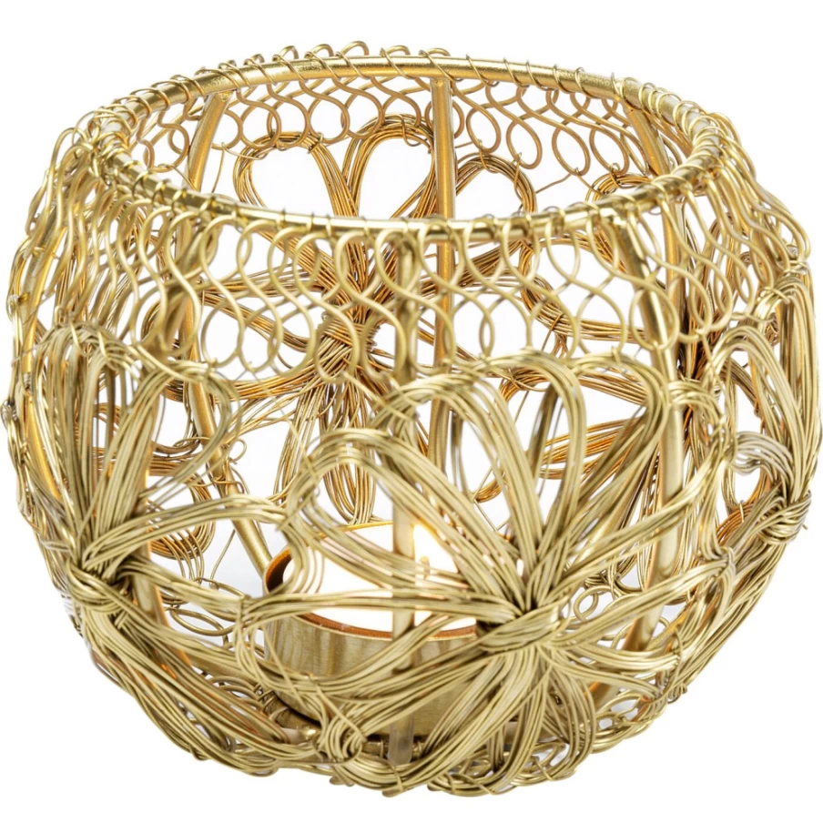 KARE Design Brass Tealight Holder Hayat - 12cm Elegant Candle Stand for Home Decor