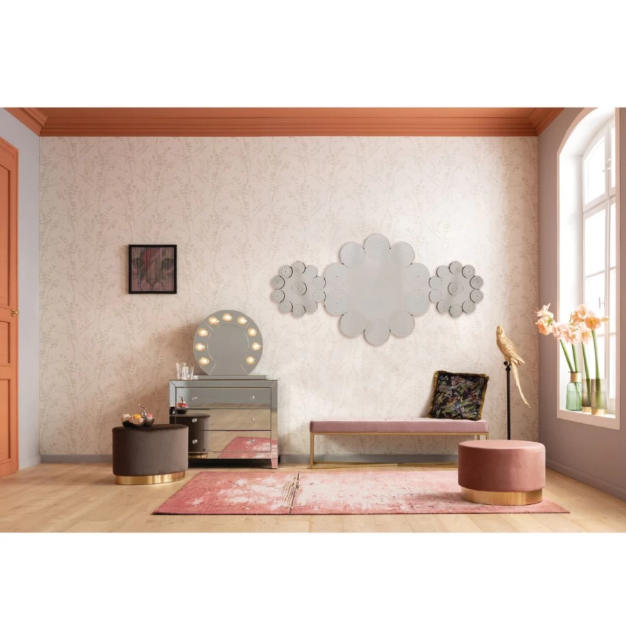 "KARE Design Modern Mirror Ice Flowers Wall Art 194x102cm - Elegant Decorative Glass Mirror for Living Room"