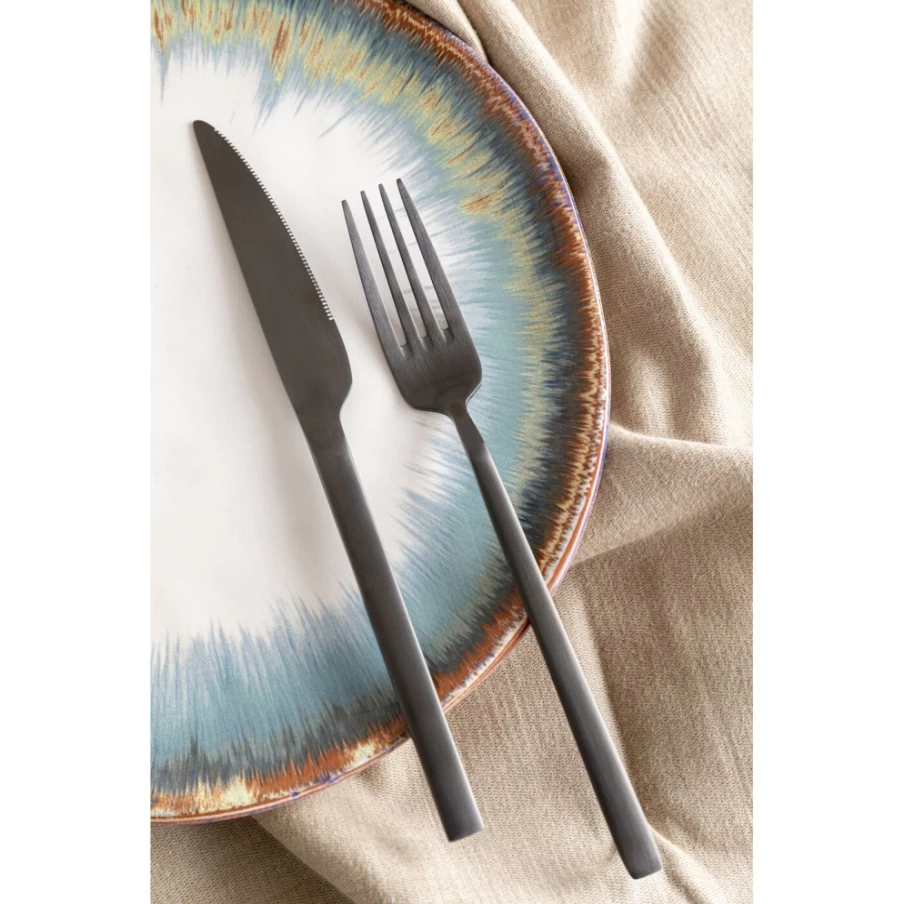 KARE Design Gloria Modern Matt Black Cutlery Set - 16-Piece Dining Utensils