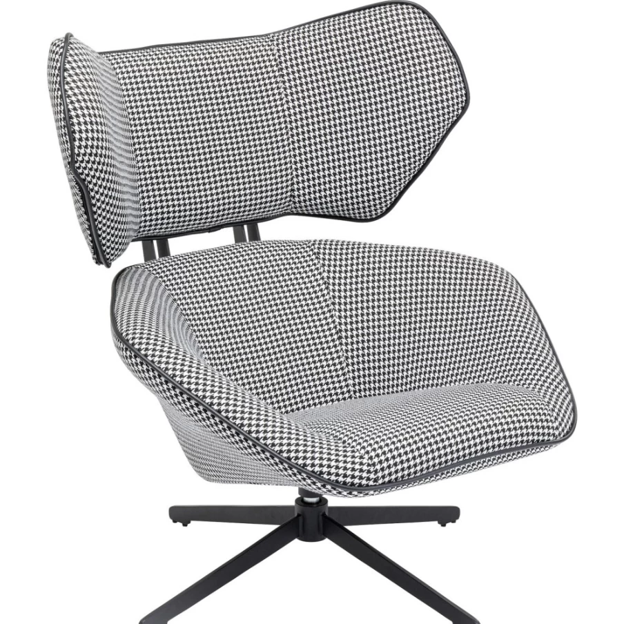 KARE Design Toledo Swivel Armchair in Black and White - Modern Rotating Lounge Chair