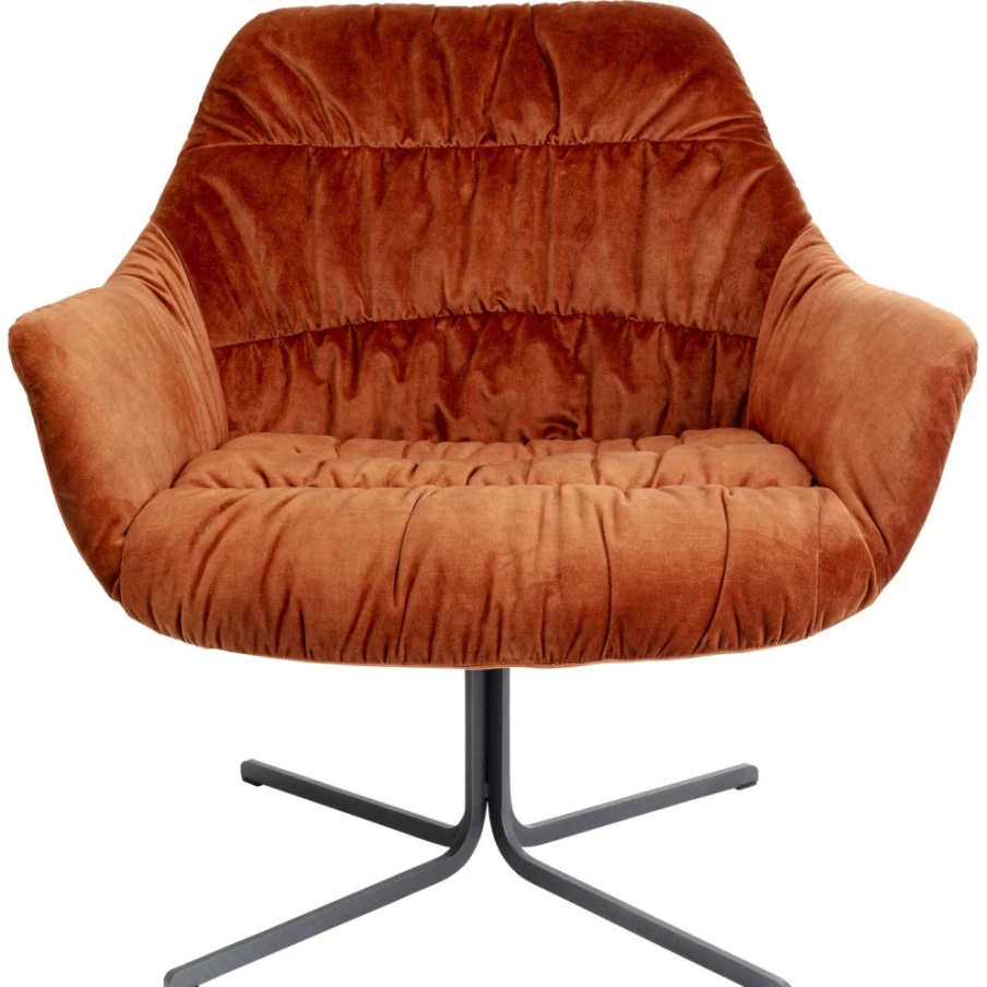 "KARE Design Bristol Swivel Armchair in Rust Red – Modern Rotating Lounge Chair"