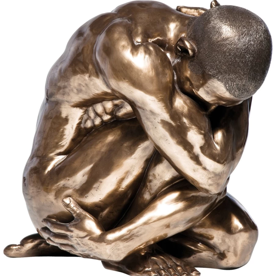 "KARE Design Bronze Nude Man Hug Sculpture 54cm Modern Deco Figurine"