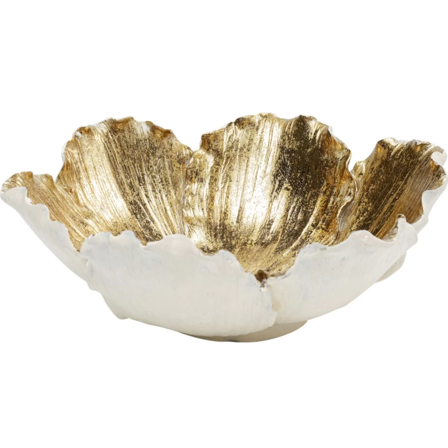KARE Design Deco Bowl Flower Bloom Cream Gold Ceramic Centerpiece 20cm Home Decor