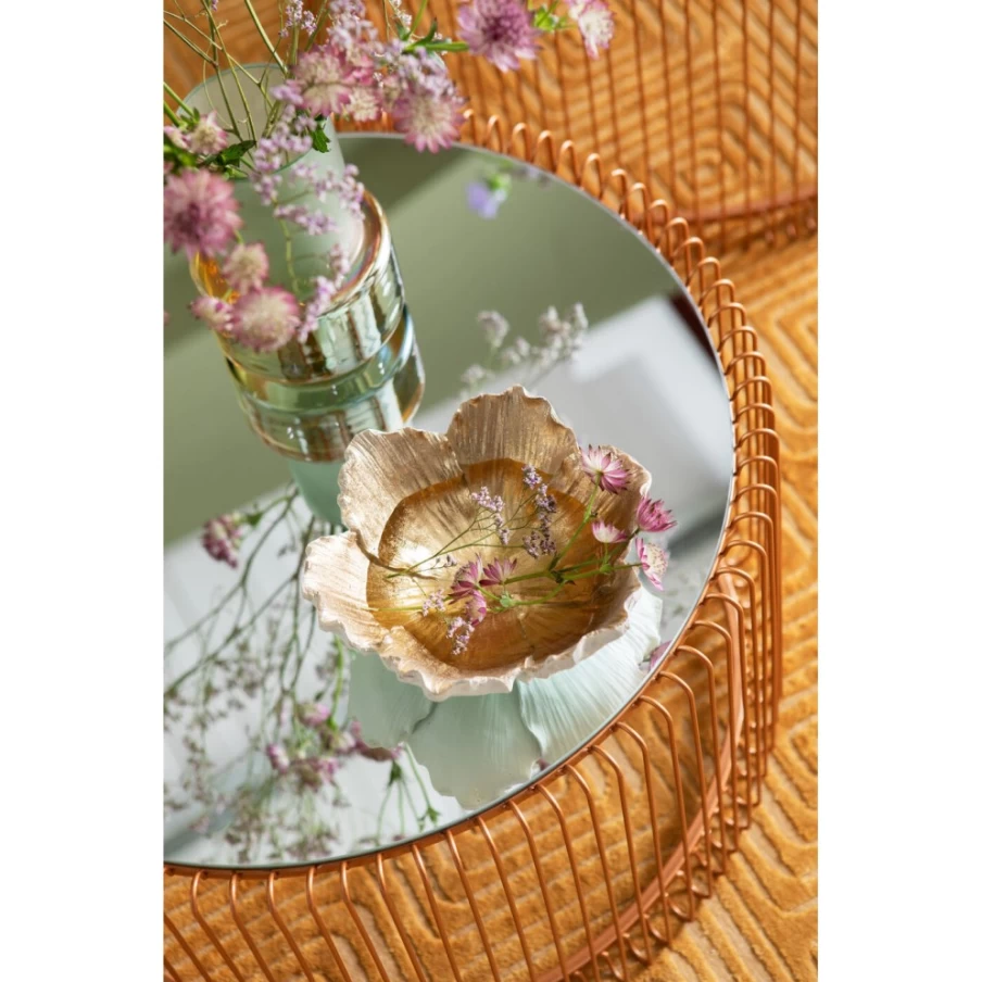 KARE Design Deco Bowl Flower Bloom Cream Gold Ceramic Centerpiece 20cm Home Decor