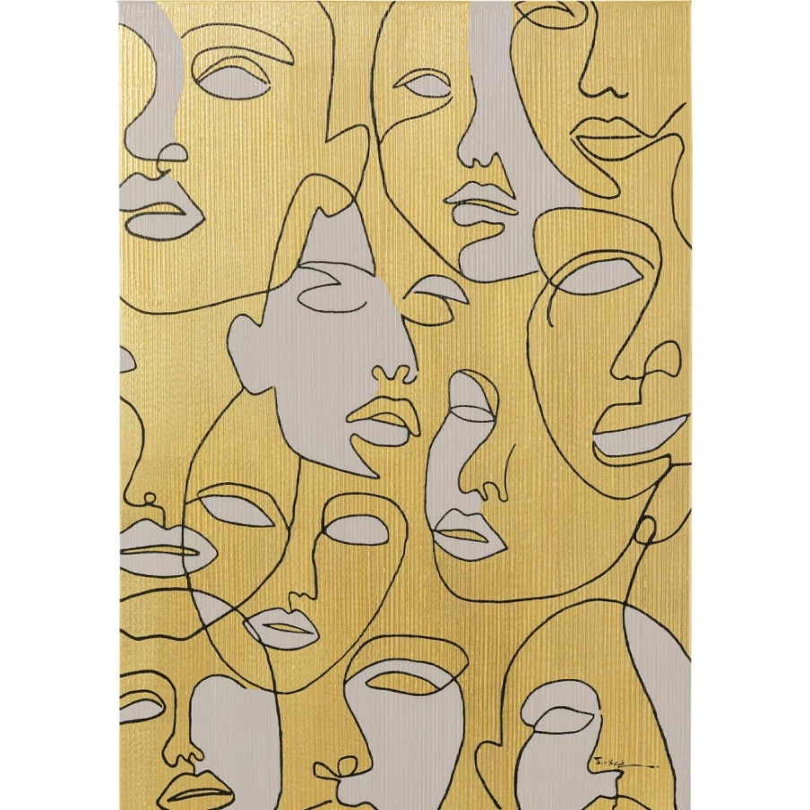 "KARE Design Modern Canvas Art Print - 70x100cm Abstract Face Picture Wall Decor"