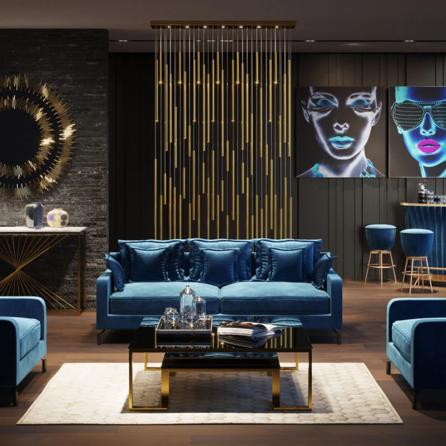 KARE Design Modern Brass LED Pendant Light - Vegas Deluxe Living Room Lighting