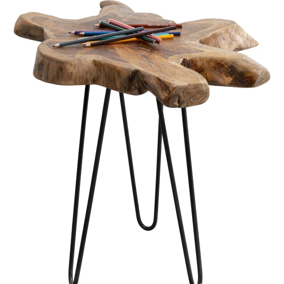 KARE Design Modern Aspen Side Table - 50x50cm Natural Wood Nightstand for Bedroom & Living Room