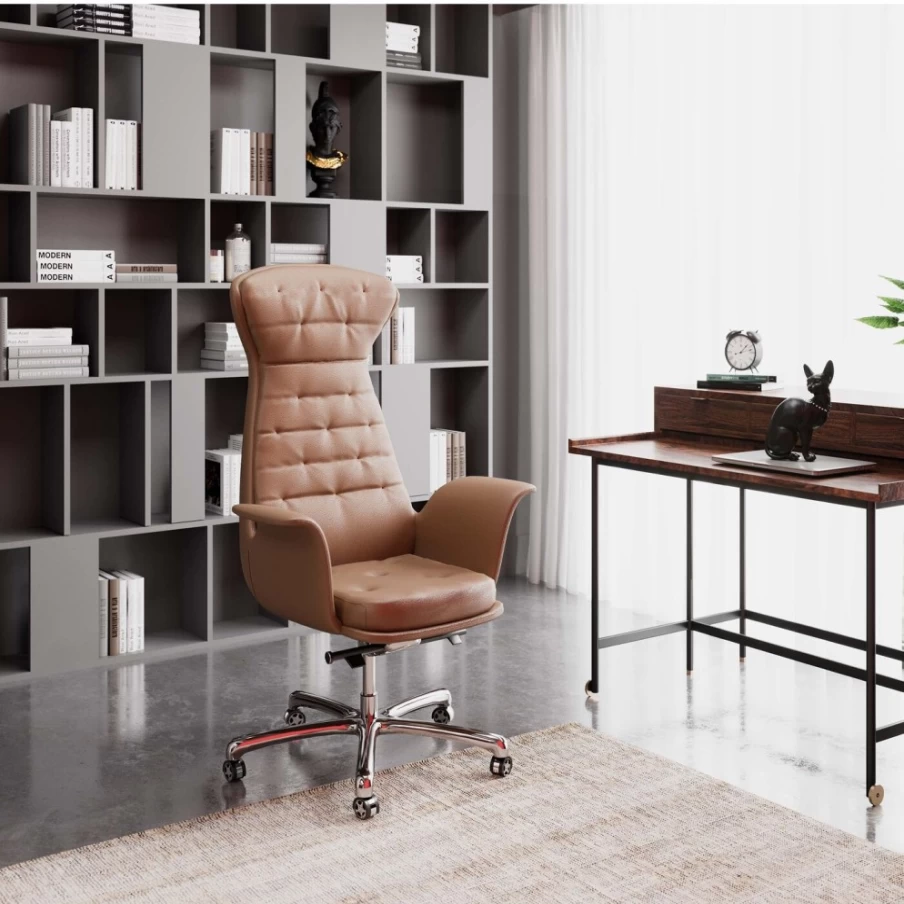 "KARE Design Brady Silver Modern Office Chair – Ergonomic Executive Desk Chair"