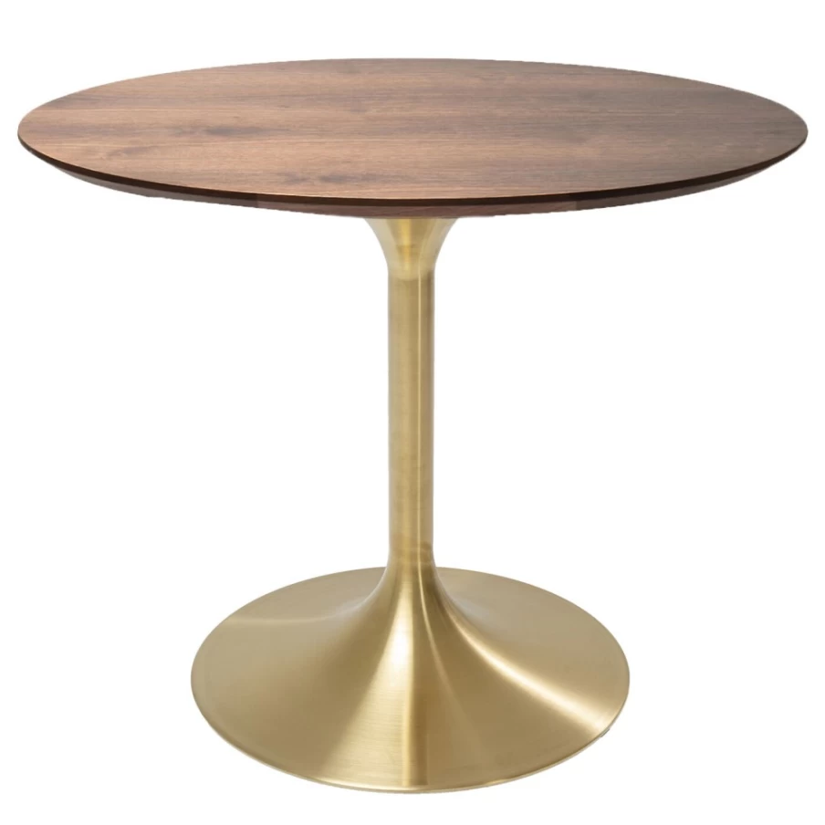 "KARE Design Walnut & Brass Table Invitation Set - 90cm Elegant Dining Decor"
