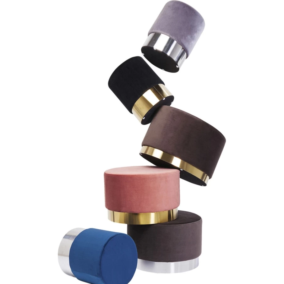 KARE Design Modern Cherry Mauve Stool with Brass Legs - 55cm Height