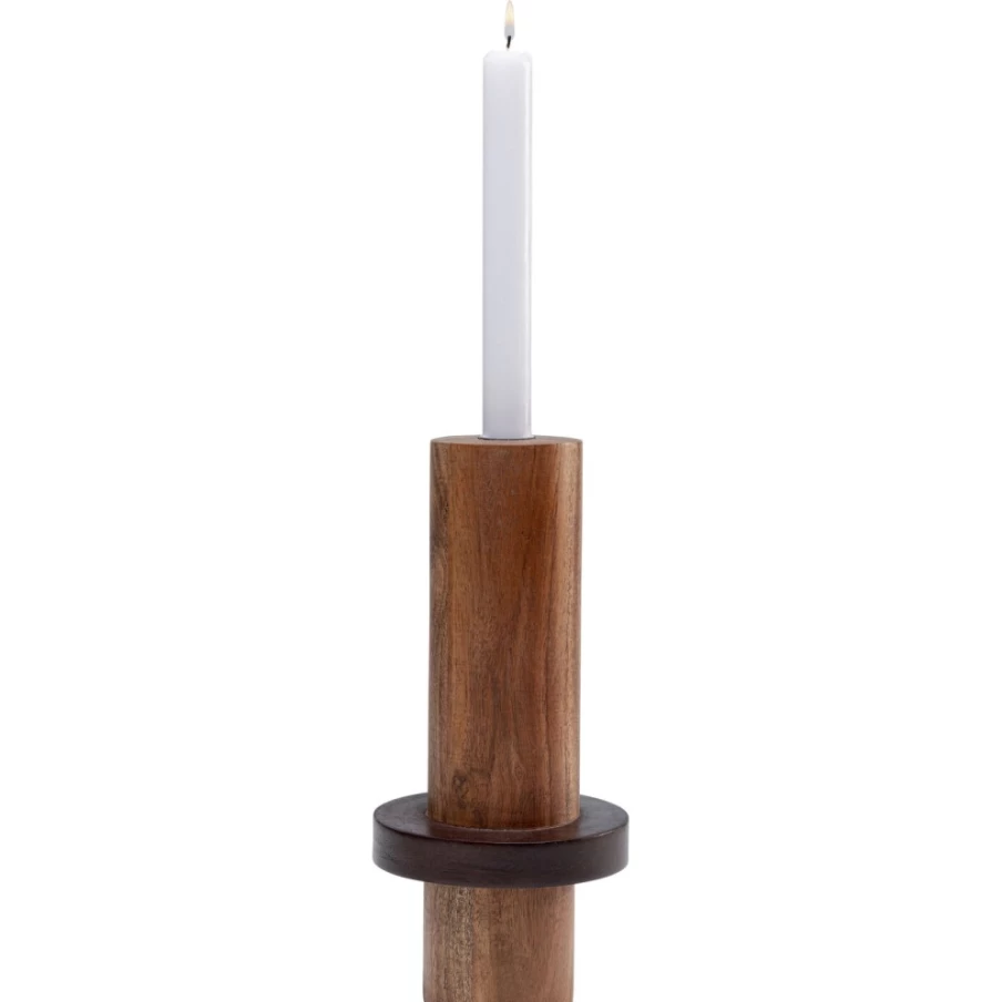 "KARE Design Modern Wood Cylinder Candle Holder - 25cm Tall Rustic Home Decor"