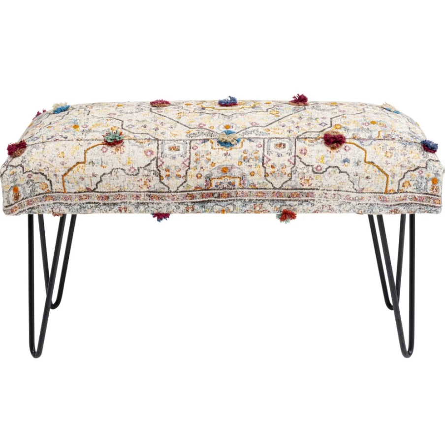 KARE Design Bench Desna - 80Cm Patchwork Cream Multi-Colored Modern Stylish Seating